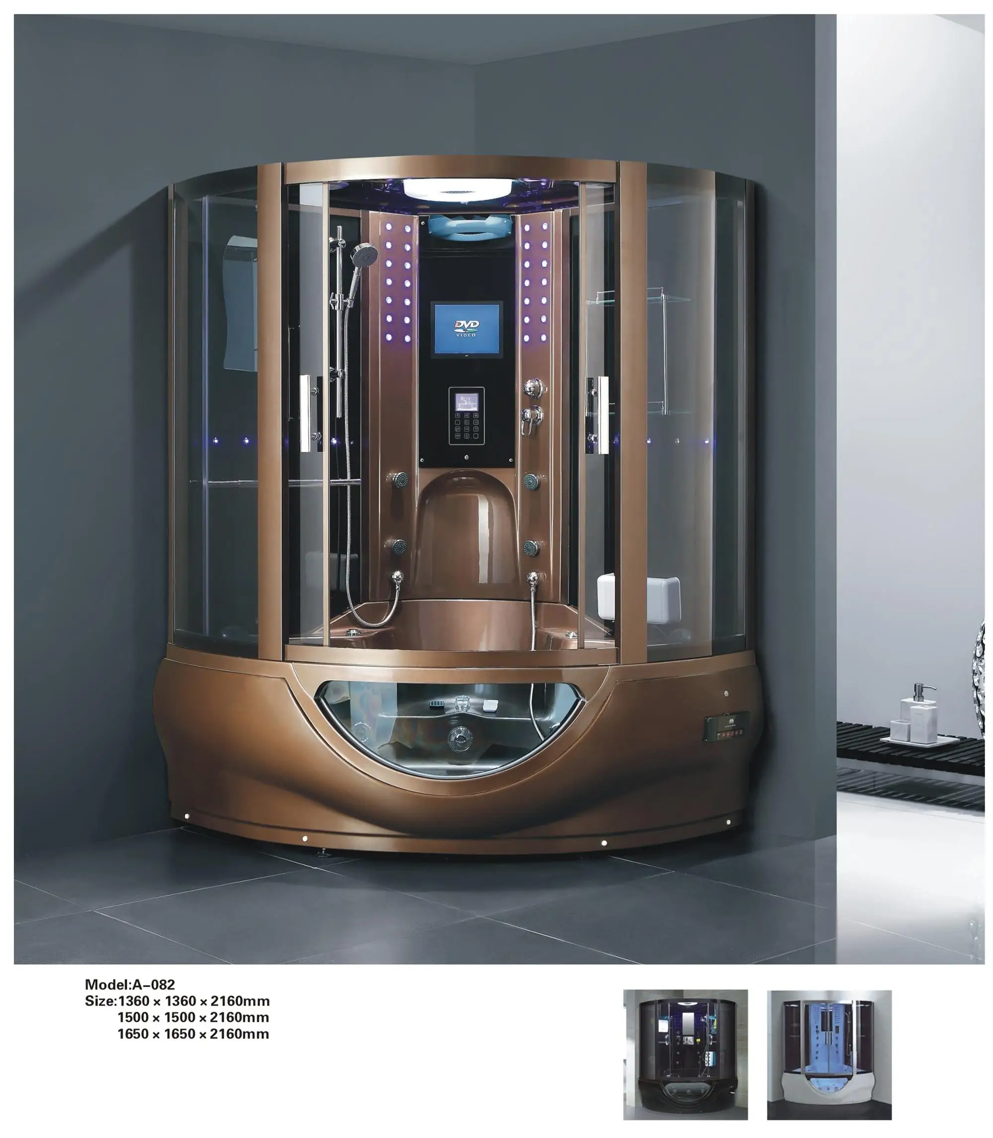 Modern Enclosed Massage Bathroom Steam Shower Room with TV and Bathtub