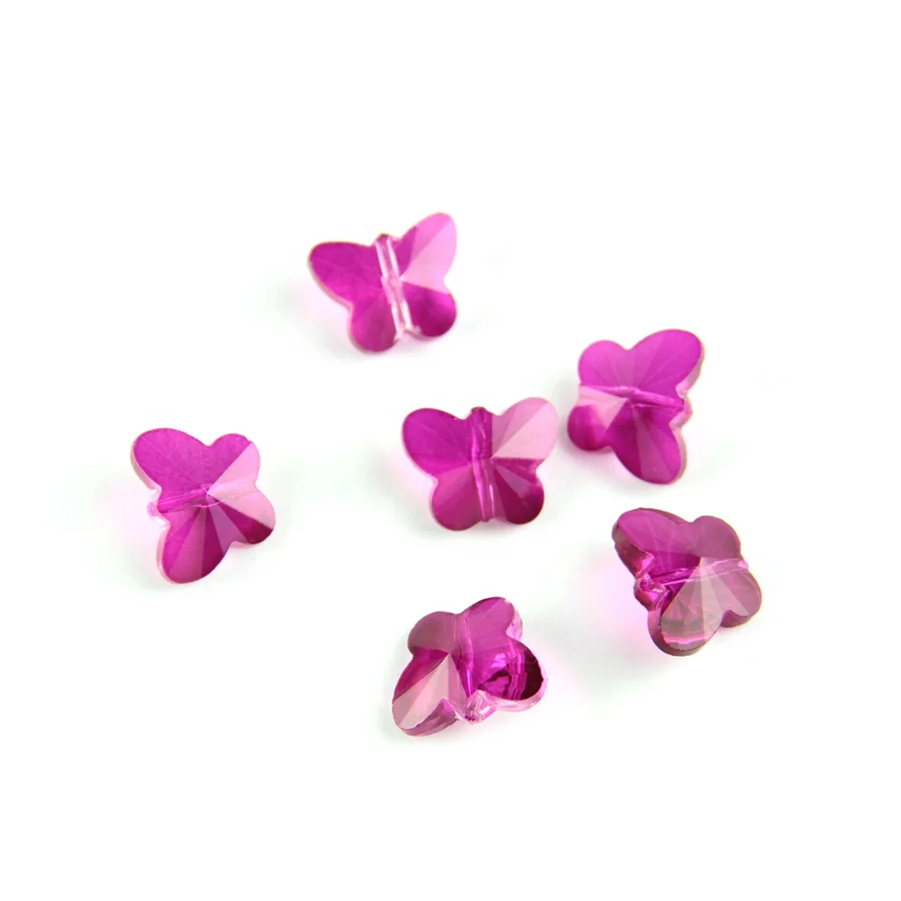 

hot sale  glass butterfly beads one hole in the middle size 100pcs rose for diy jewelry accessories/lighting decor