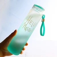 

creative custom logo frosted glass water bottle promotional gifts with handgrip