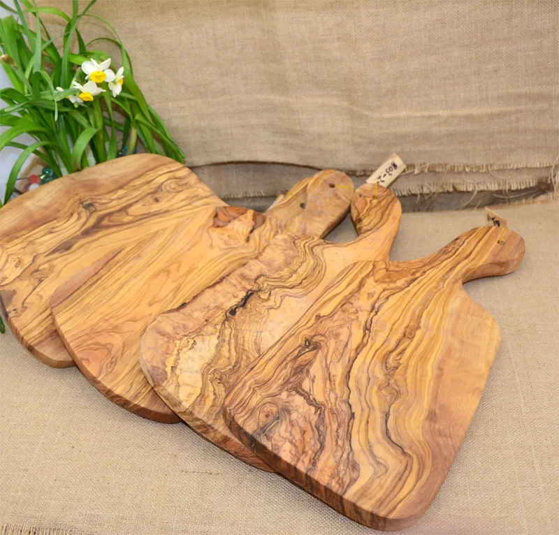 

OL001 Factory wholesale Italian Olive wood 30CM wooden cheese pizza olive wood cutting board, Natural