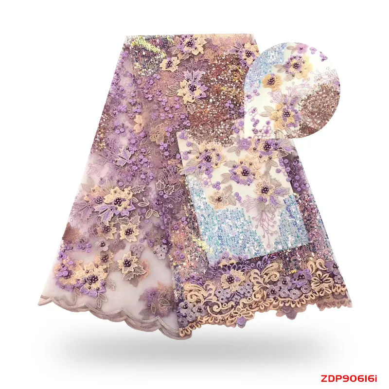 

New High-quality design african lace fabrics french net lace with Rhinestone for party s190616, Colors