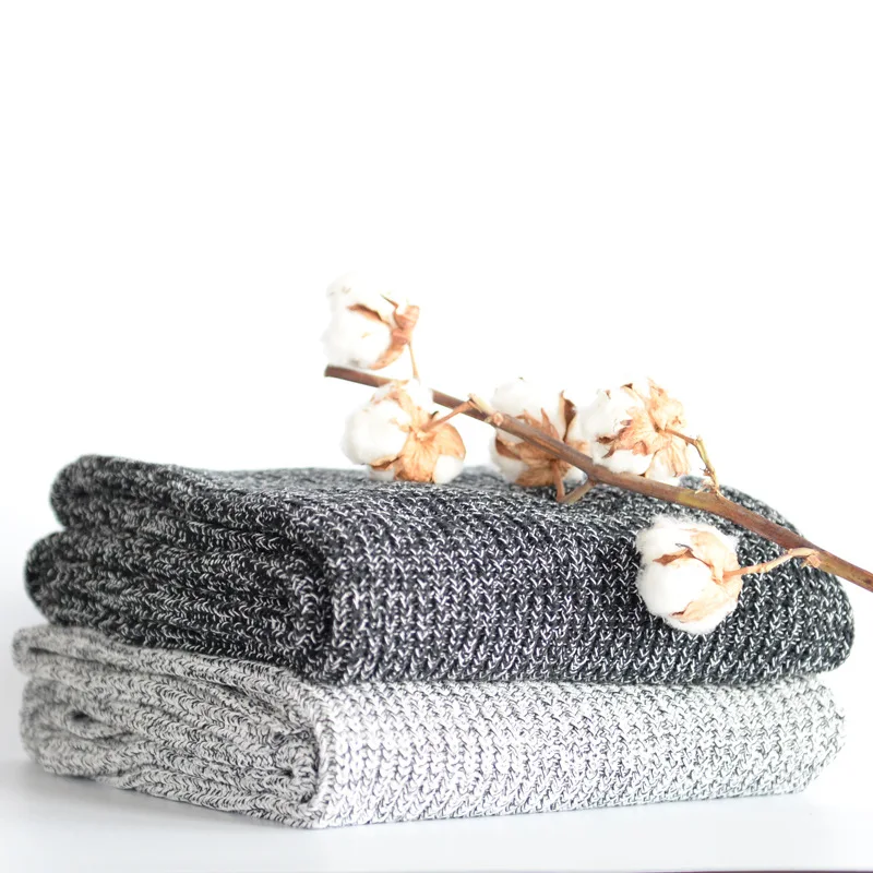 

Thin Sofa Throw Soft Air Conditioner Organic Cotton Knitted Blanket, Black/white