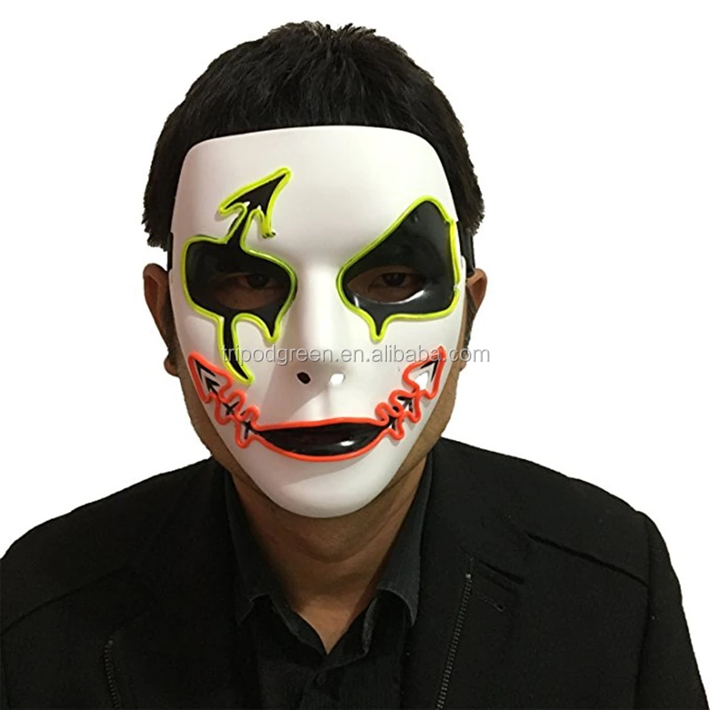 heytech LED Mask Halloween Scary Mask Cosplay Led Costume Mask EL Wire Light up for Halloween Festival Party 