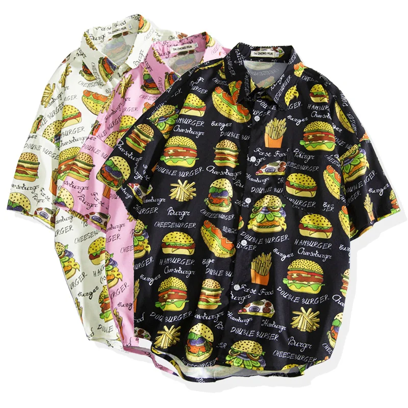 

Men's streetwear shirts full printing floral harajuku hawaiian shirts, Printing pattern