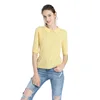 Factory Oem Service summer candy color leisure breathable crochet knit sweater half sleeve young lady shirt sweater