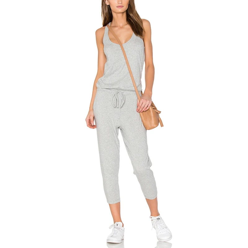 

Jumpsuits Women 2019 OEM Women Drawstring Waist Sleeveless Jumpsuits