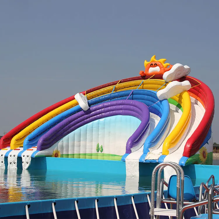 

Inflatable Rainbow Water Slide For Inground Pool, Blue, or can customize according to client requirement