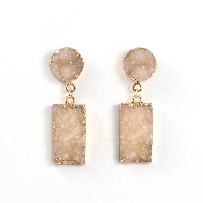 

Free shipping resin square druzy drop earrings for women jewelry, As pictures