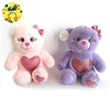 Pink and blue teddy bear with red heart