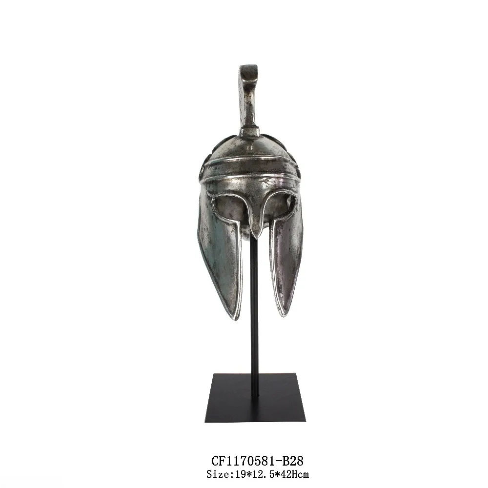 Resin Medieval Armor Silver Roman Soldier War Helmet Home Decor factory