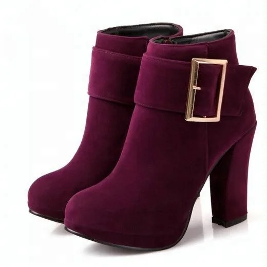 

New Arrival Fur Leather Kitten Heel Ankle Boots Shoes Women, Customized