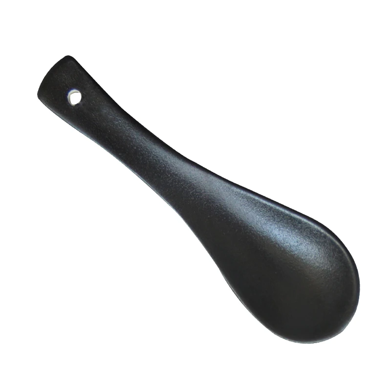 

wholesale black matte porcelain spoon Chinese long-handled spoon