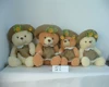 2-colour beautiful promotional customized soft stuffed plush bear animal toy with checked hat&skirt