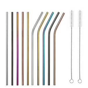 Image of Wholesale Logo Custom Colored Stainless Steel Reusable Drinking Straws