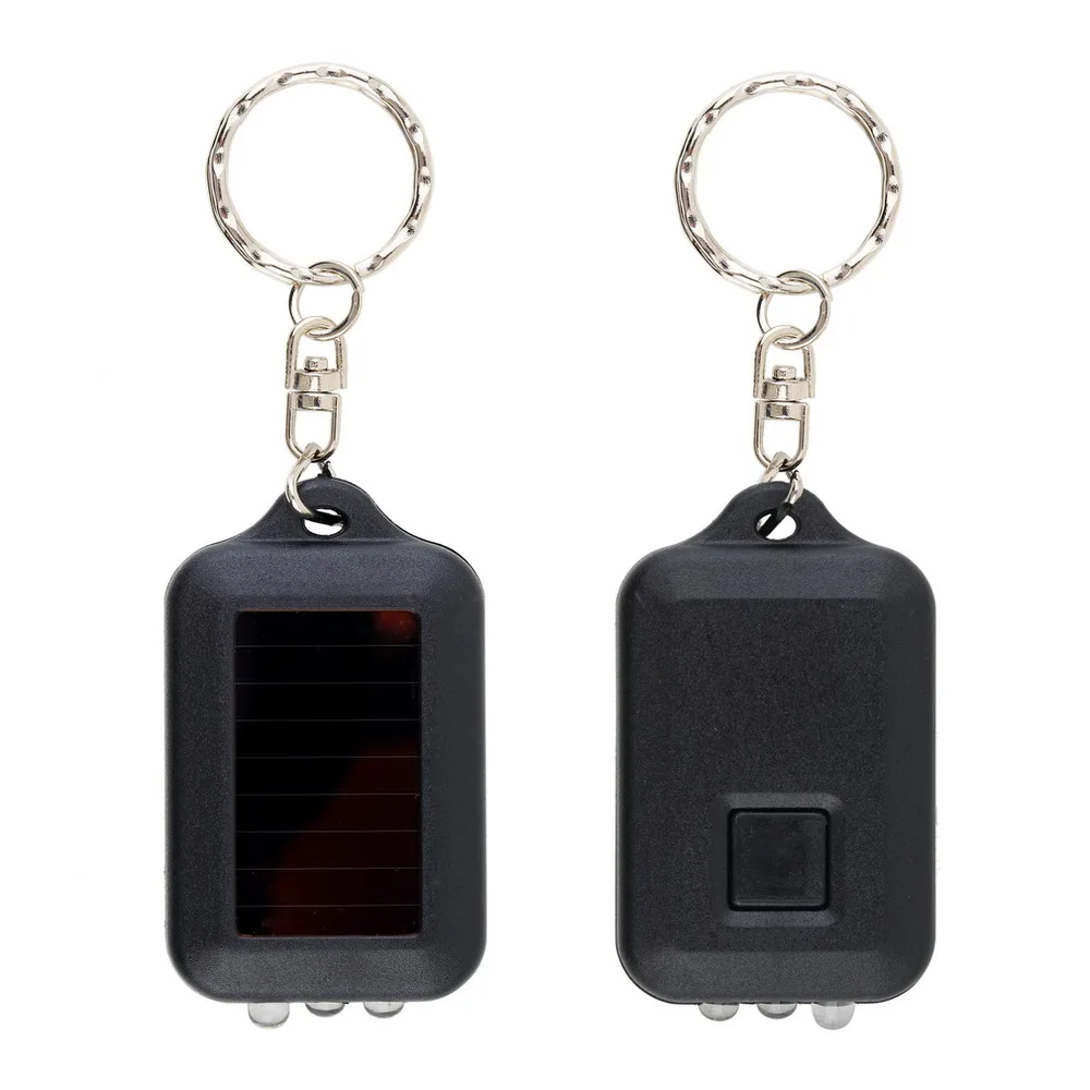 Mini Solar Power Rechargeable 3 Keychain Flashlight Flat Led Flashlight