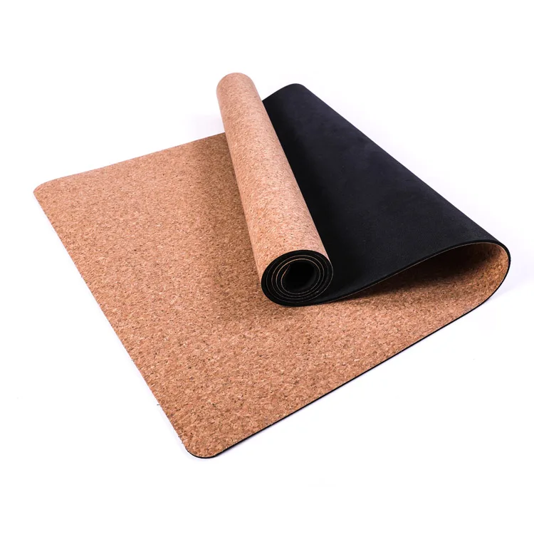 

Wholesale Natural Color Eco Friendly Anti-slip Design 100% Cork Fitness Natural Rubber Yoga Mats, As picture or custom