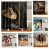 Retro West Cowboy Boots Hat Horses Blackout Shower Curtain, New Product Ideas 2019 Waterproof Custom Made Shower Curtain/