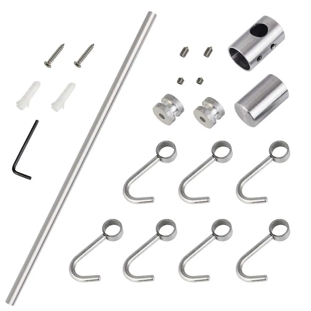 12 Removable Sliding Hooks Sus304 Stainless Steel Kitchen Wall Mounted