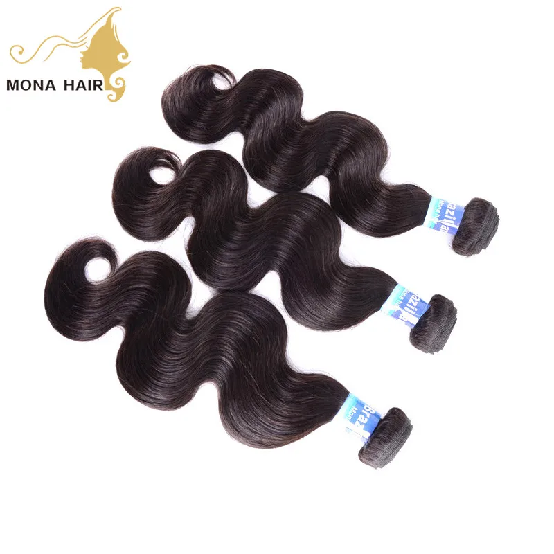 

100% unprocessed very full hot sale brazilian virgin natural human hair, Natural color #1b hair