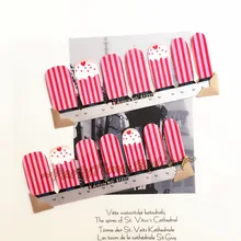 Pink Strawberry Cakes Nail Art Sticker Patch 14 pcs set Waterproof Decals Foils Gel Polish French