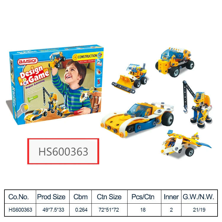 HS600363, HUWSIN toy,  New Design Car & Building DIY block for kids