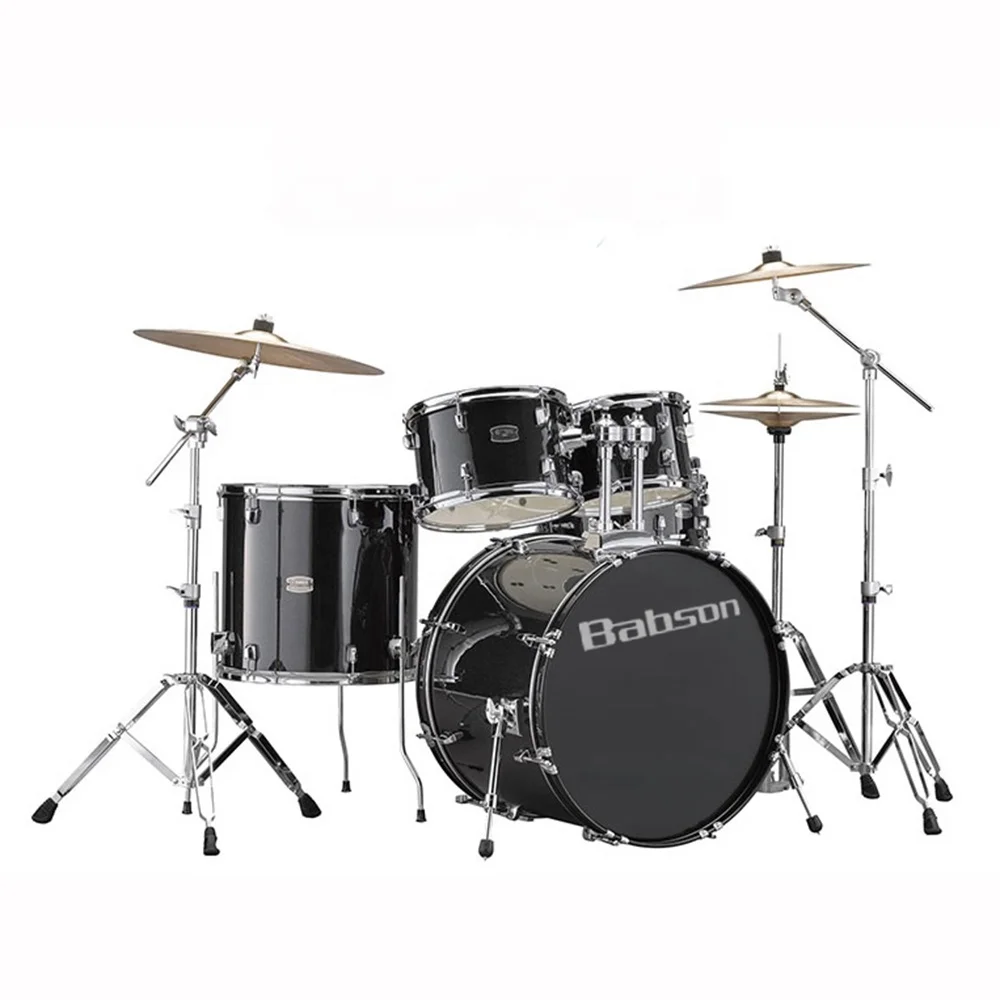 

5 pieces drums 3 cymbal drum kits costom color and logo drum set, Black