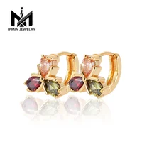 

Fashionable Jewelry Three Leaves Zircon 18K Gold Plated Earrings For Women Fancy Ear Cuff