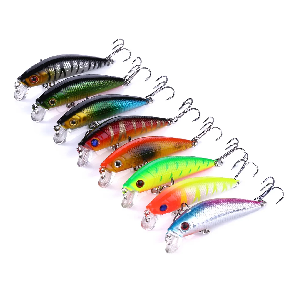 

Free shipping 2 overturned hooks Minnow Artificial Fishing Bait 7cm 8.1g Fishing Lure Making Supplies, 8 color in stock