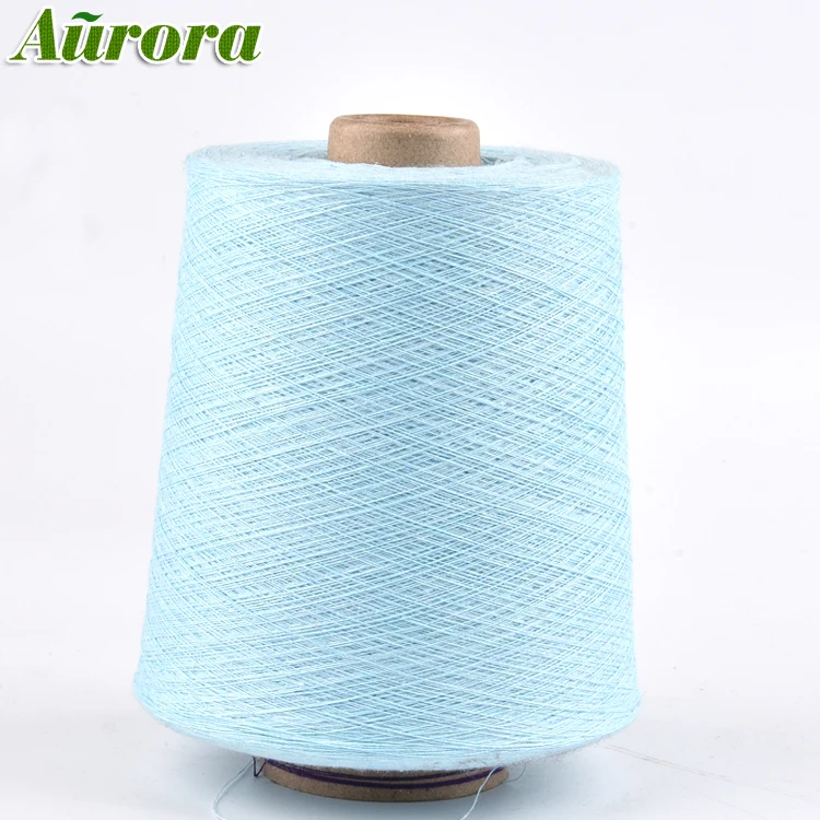 Factory custom 24S recycled yarn cotton light blue fabric recycled yarn details