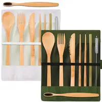 

kids royal luxury Bamboo Travel Utensils Cutlery Set with Cotton Pouch,Spoons Forks Knives Chopsticks Straws and Clean Brushes