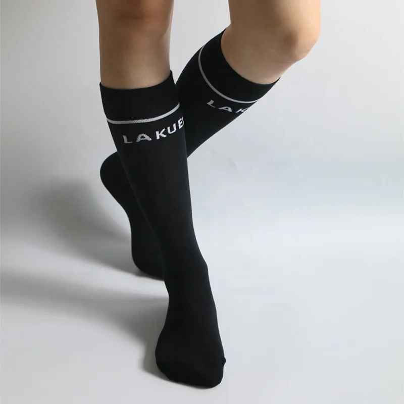 

Fashion knitted letter black white long sports winter woman knee high sock, As pic