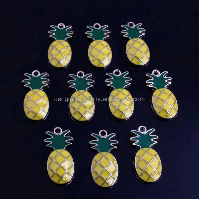 

RC-011 Custom Wholesales Alloy Metal Pineapple Enamel Small Pendant Charms for Bracelet Necklace Jewelry Findings 12x24mm