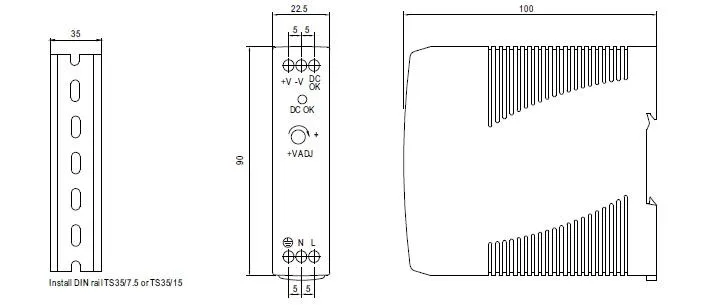 Meanwell MDR-20-24 24VDC 1A DIN Rail Power Supply