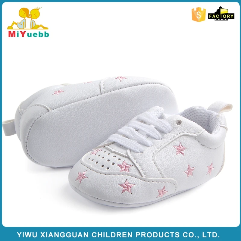 New Arrival White Leather Baby Sport Shoes With Star And Heart