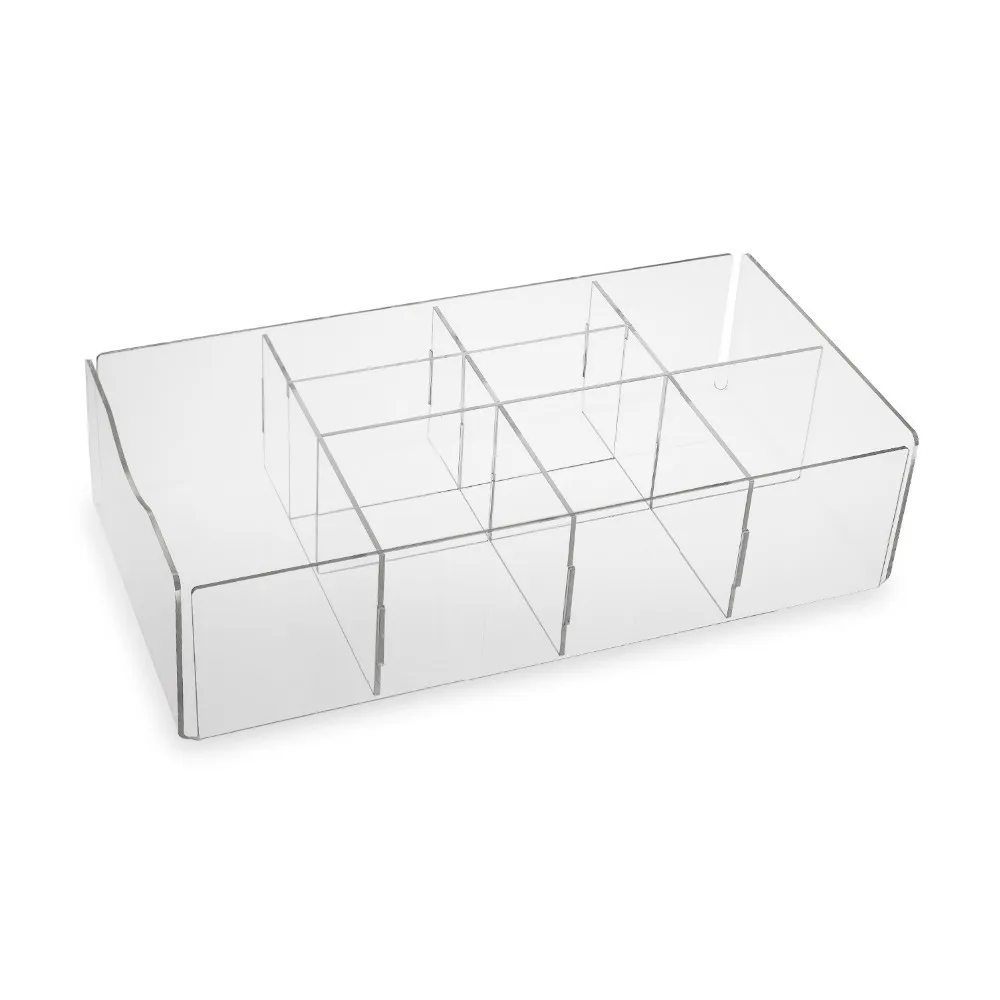 Custom Clear Acrylic Box 9 Compartment Condiment Organizer With Easy ...
