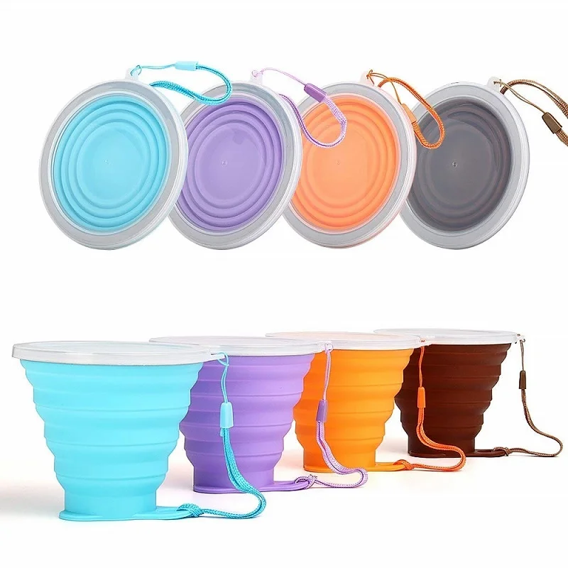 Hot Sale Portable Travel Silicone Collapsible Folding Mug Cup