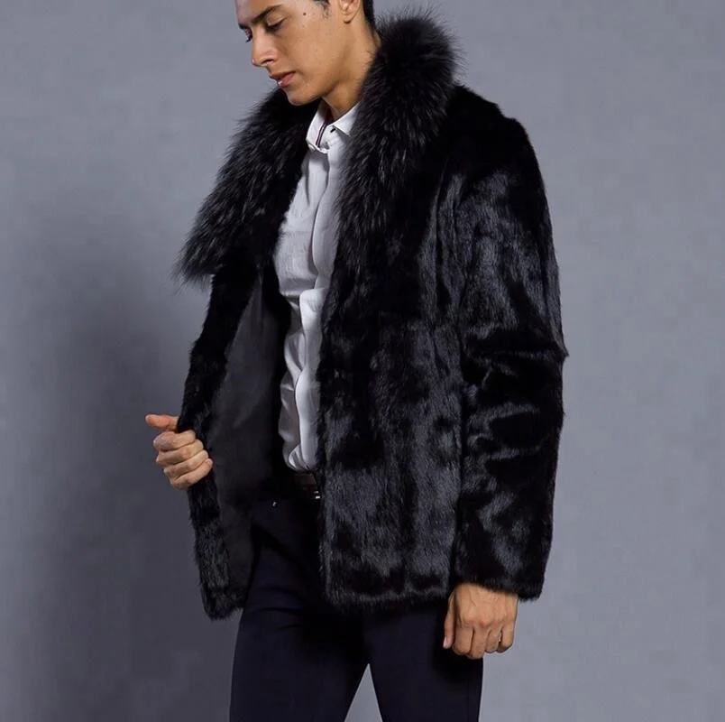 Fashion Trend Men's Pike Coat Black Short Fox Fur Jacket - Buy Faux Fur ...