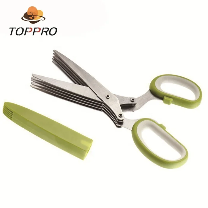 
Multi-function professional kitchen scissor 5 blades herb scissor with vegetables peeler set 
