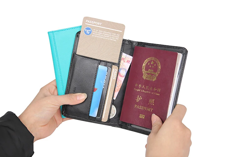 Travelsky Protect Passport Holders Custom Pu Leather Wallet Rfid
