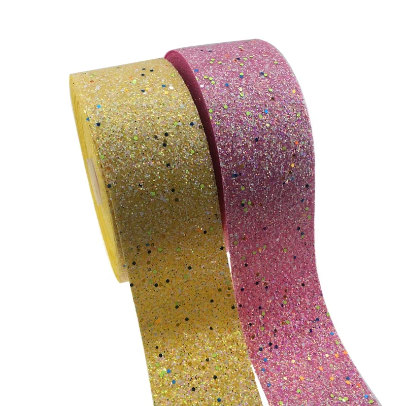 

Wholesale 75MM Glow in the Dark Chunky Glitter Ribbon for Hair Bows DIY Decoration 11aolor to choose accept customized order, 196 colors