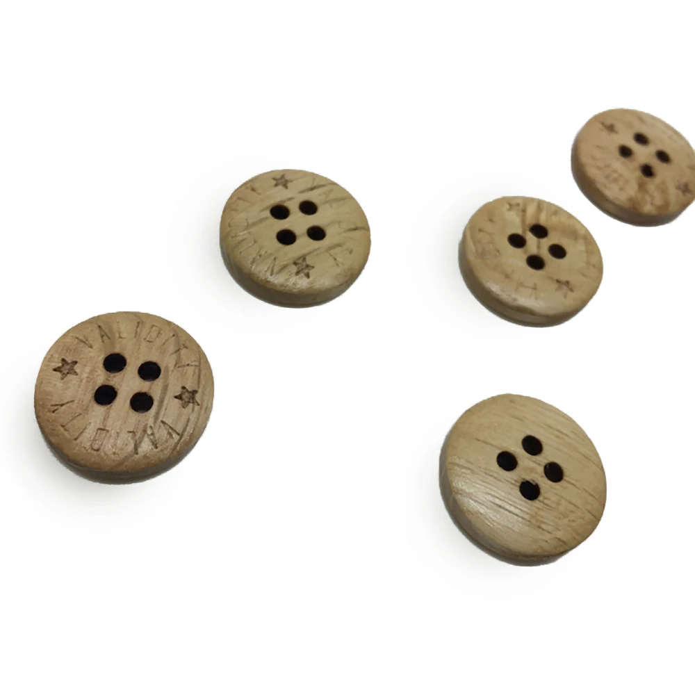 

Custom hot sale Fashion Laser Engraved Logo wooden Button for Shirt and Clothes, Customized