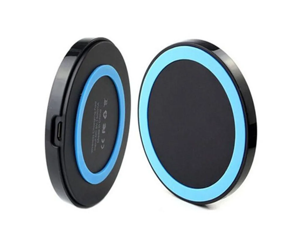 

Free shipping Qi Q5 Wireless Charging Pad for Apple for iPhone 8/8 Plus for iPhone X also wrok for samsung blue and black, Black-blue