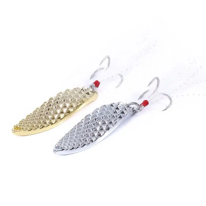 

Metal Spinner Spoon Fishing Lure Hard Baits with Feather Treble Hook Tackle Fishing Sequins Noise Paillette, 1 colour available/unpainted/customized