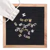(Plastic Stand) Wood Frame Felt Letter Message Board Sign with 338 Letters10x10 inch Black