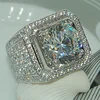 Best selling European and American fashion ring New domineering men's diamond ring Full diamond micro-set ring Silver
