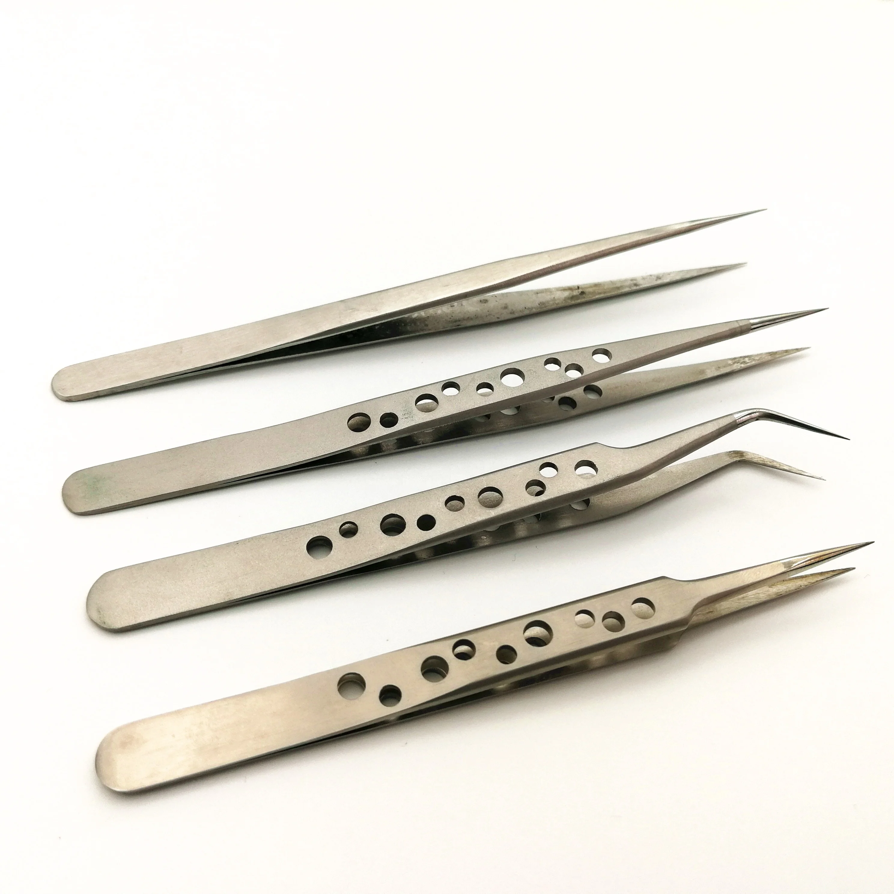 New design with hole Eyelash tweezers for eyelash extension tools supplies OEM private label