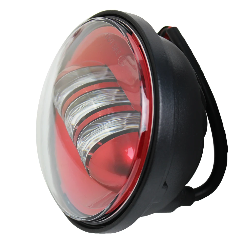 Pair 4-1/2 4.5"inch 30W Red Universal Motorcycle LED Auxiliary Spot Fog Passing Light Angle Eyes