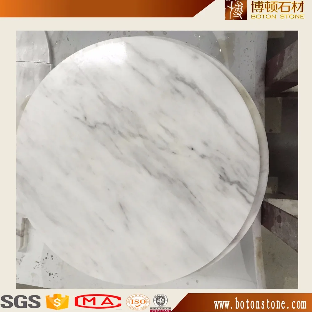 Natural Stone Marble Guangxi White Color Round Marble Slab Table Top ...