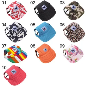 Image of Dog Hat With Ear Holes Summer Canvas Baseball Cap For Small Pet Dog Outdoor Accessories Hiking Pet Products -12 Styles