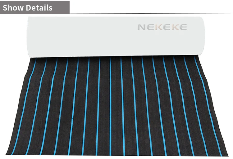 6 MM Black Blue Boat Marine EVA Foam Flooring Faux Teak Deck Pad Sheet